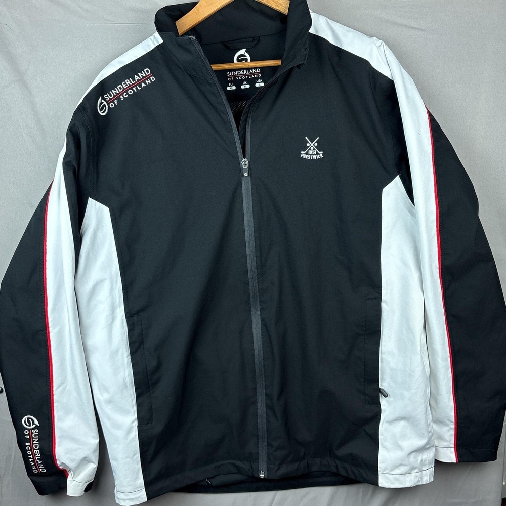 Sunderland Of Scotland Prestwick Golf Club Mens Large Black Full Zip Jacket